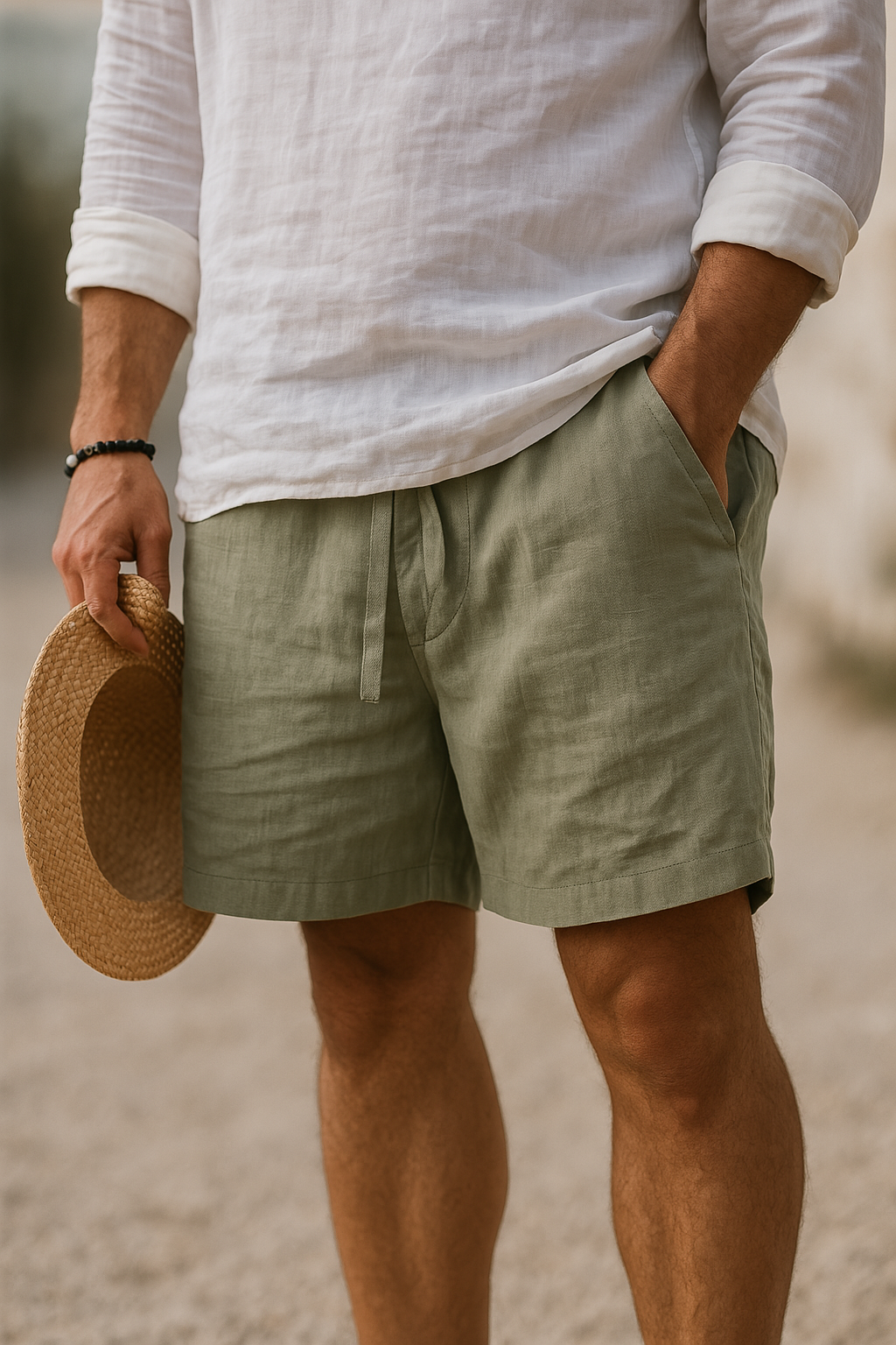 Rive™ | Short élégant en lin à taille élastique