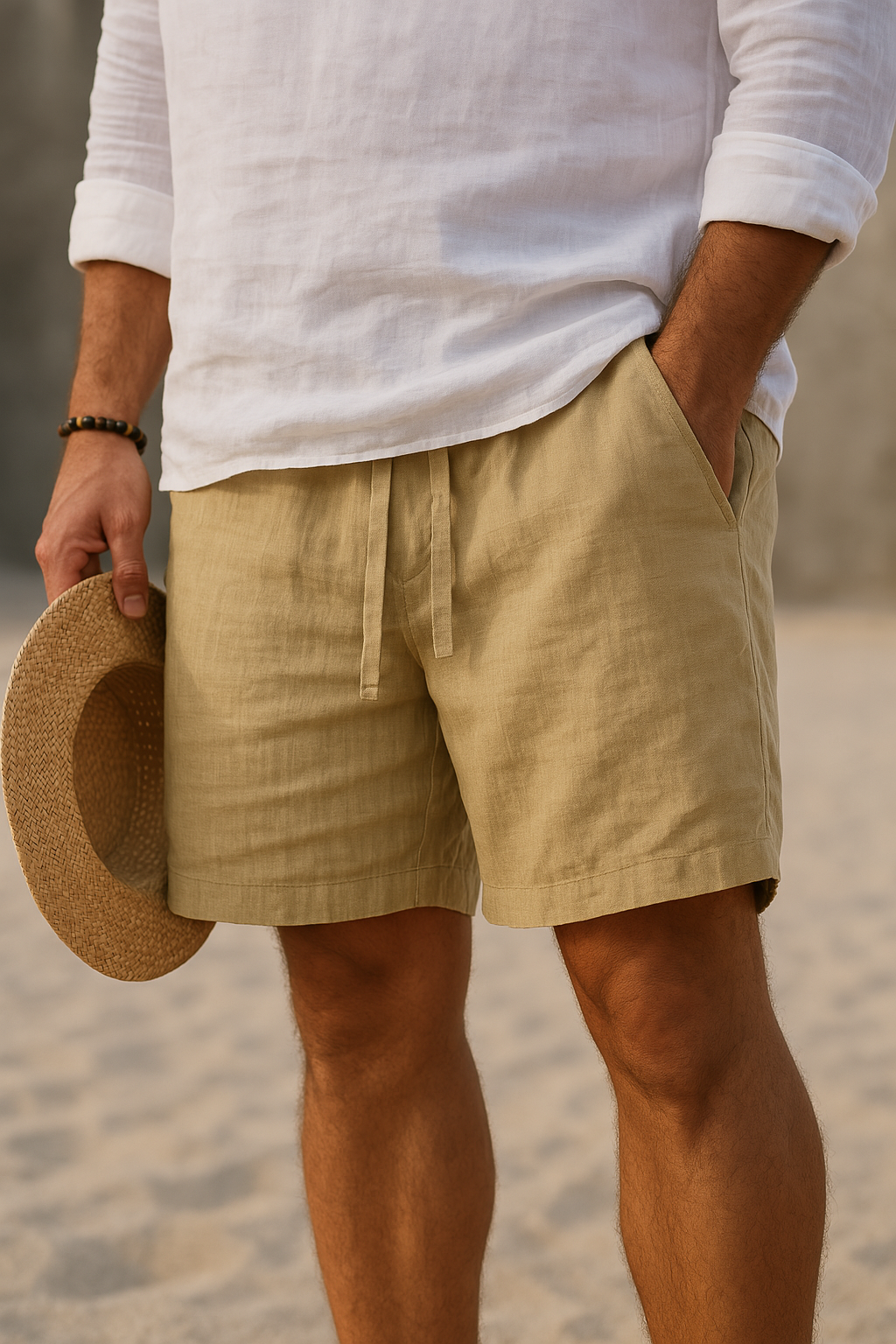 Rive™ | Short élégant en lin à taille élastique