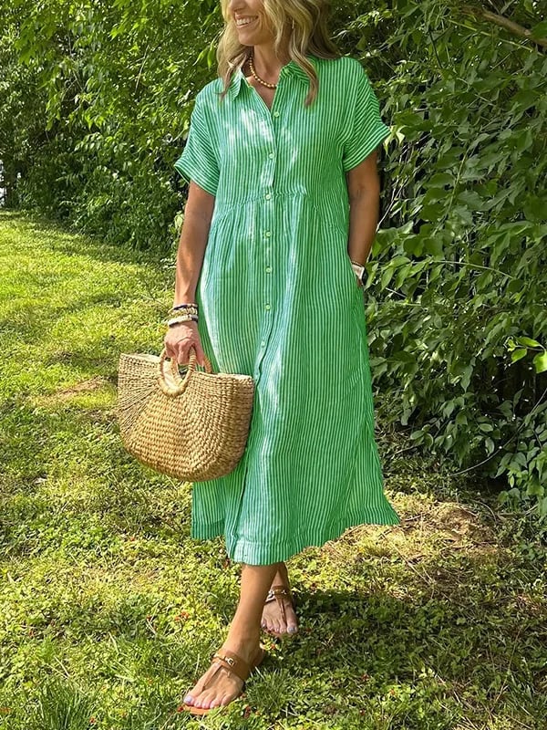 Rive™ | Robe chemise rayée avec poches