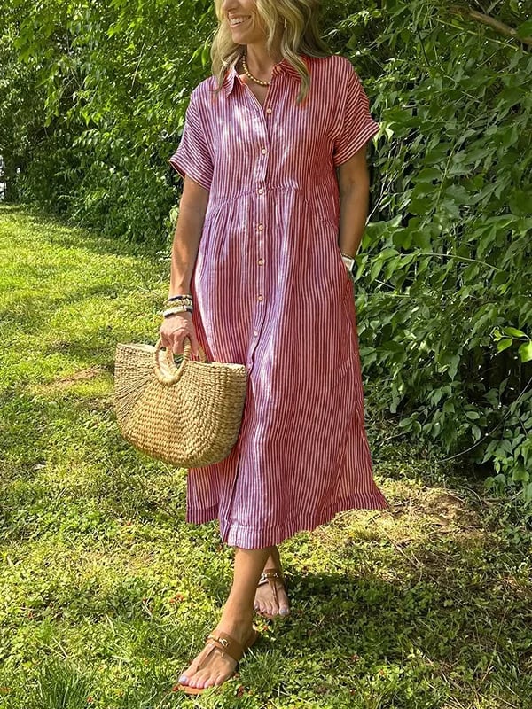 Rive™ | Robe chemise rayée avec poches