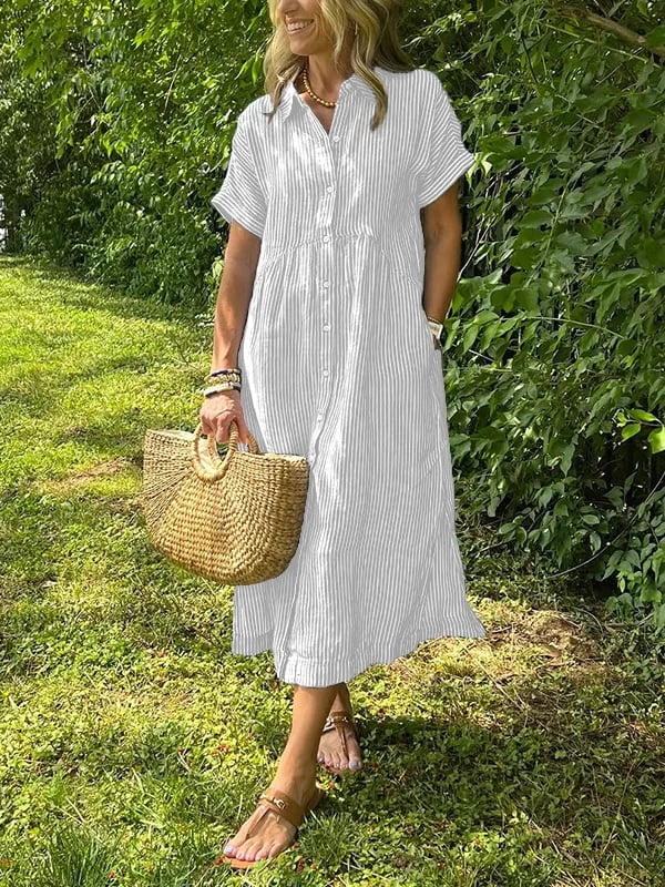 Rive™ | Robe chemise rayée avec poches