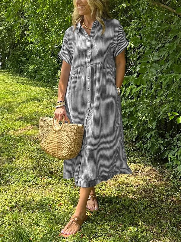 Rive™ | Robe chemise rayée avec poches