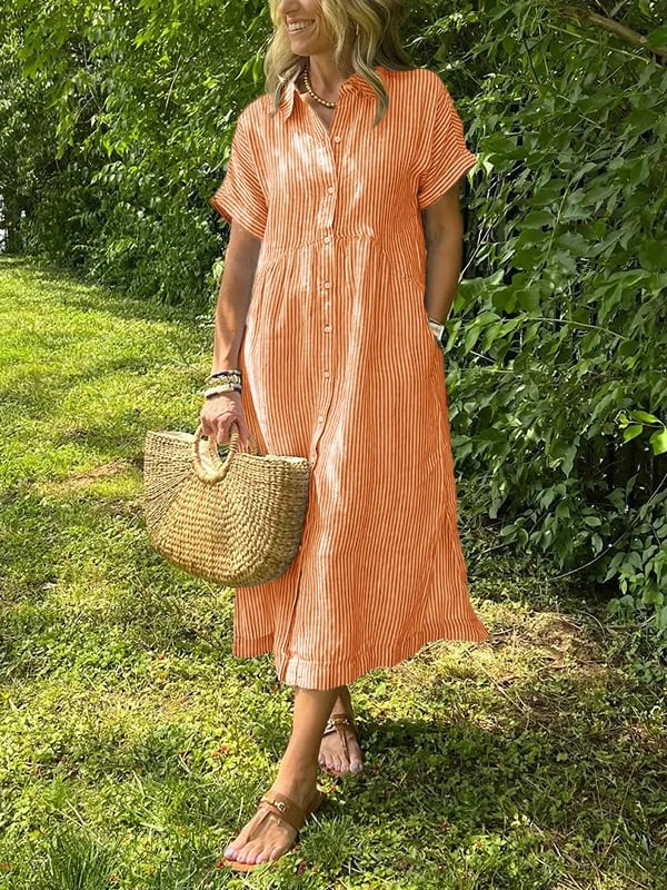 Rive™ | Robe chemise rayée avec poches