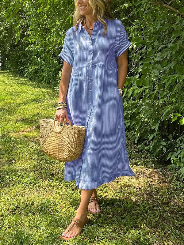 Rive™ | Robe chemise rayée avec poches