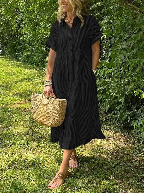 Rive™ | Robe chemise rayée avec poches