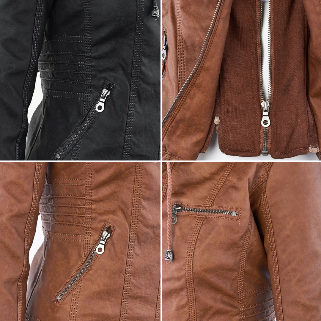 Rive™ | Veste moderne en cuir avec capuche