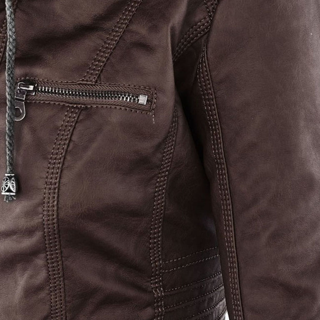 Rive™ | Veste en cuir tendance avec capuche