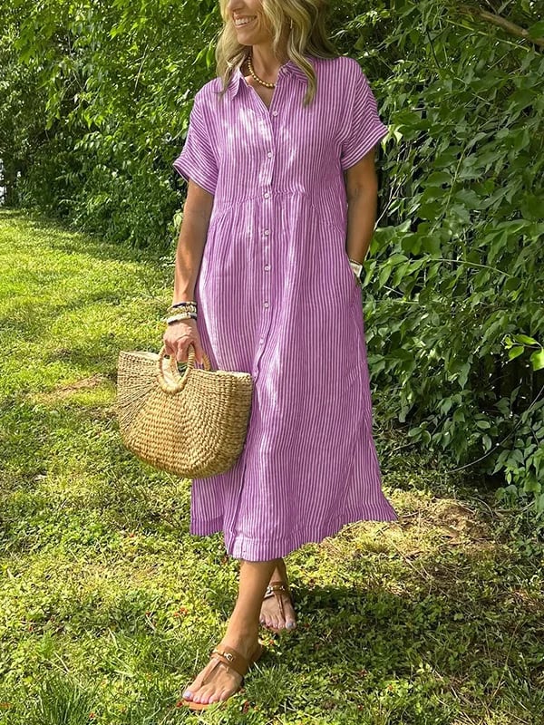 Rive™ | Robe chemise rayée avec poches