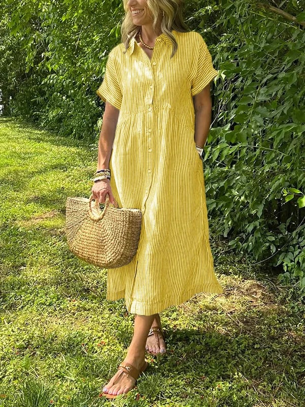 Rive™ | Robe chemise rayée avec poches