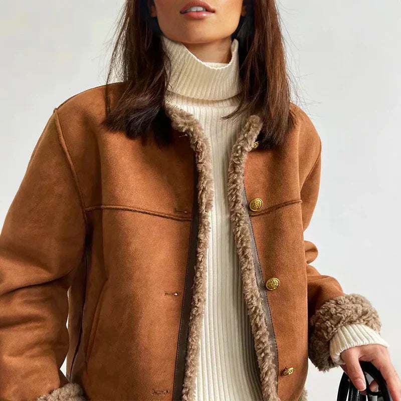 Rive™ | Veste chaude en cuir marron