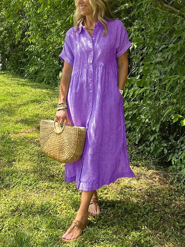 Rive™ | Robe chemise rayée avec poches