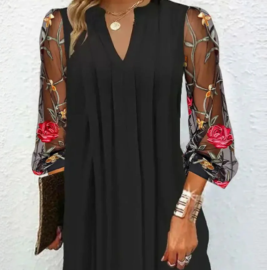 Rive™ | Robe élégante à manches brodées